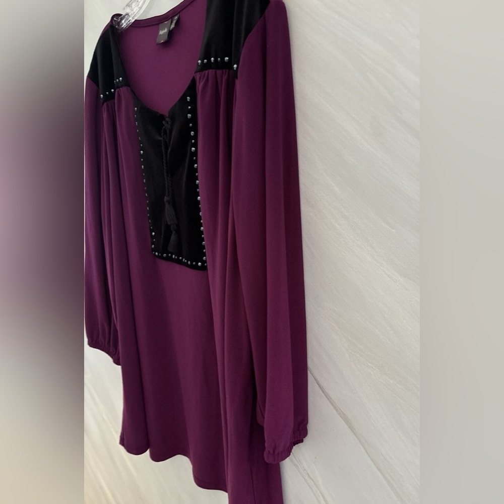 Rafaella Purple Blouse with Black Velvet Accents - Picture 4 of 8